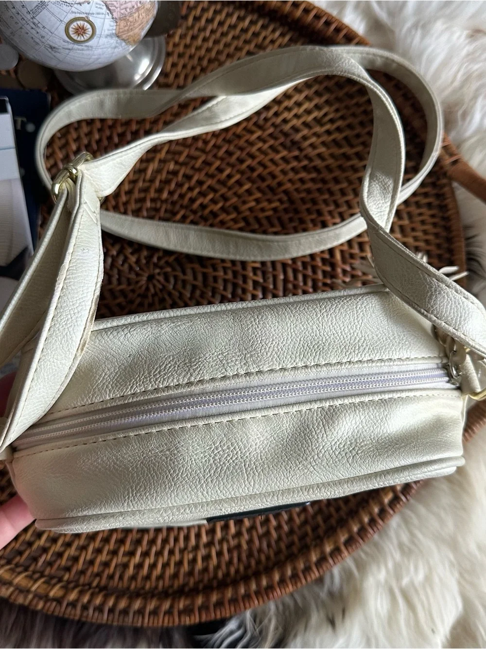 LOUNGEFLY Harry Potter Time Turner Cream Gold-Print Tassel Crossbody Bag